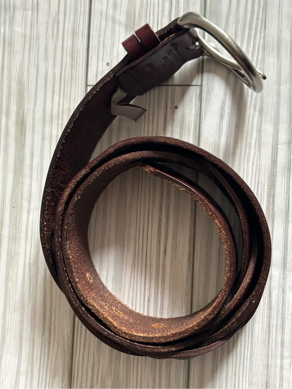Fossil Leather Tooled Brown Women's Belt with Silver Buckle